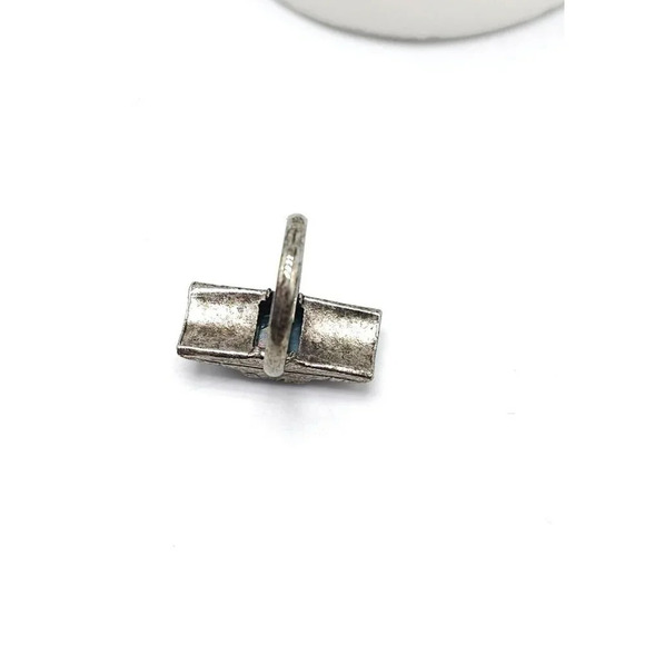 Faux Blue Turquoise Southwest Silver Tone Vintage 1970s Rectangle Ring Size 7 - Picture 5 of 5